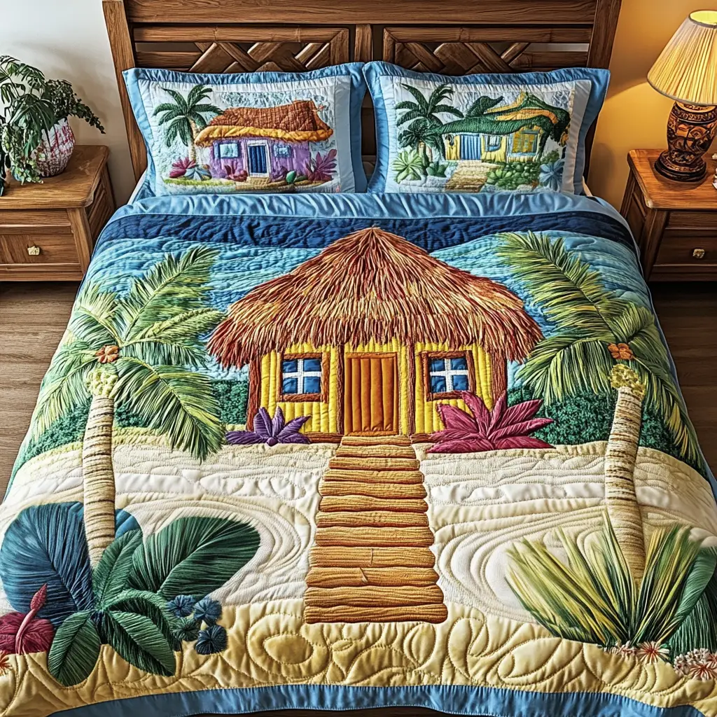 Tropical Serenade Quilted Bedding Set Exclusive Bedding Gift Set for Luxury Sleep