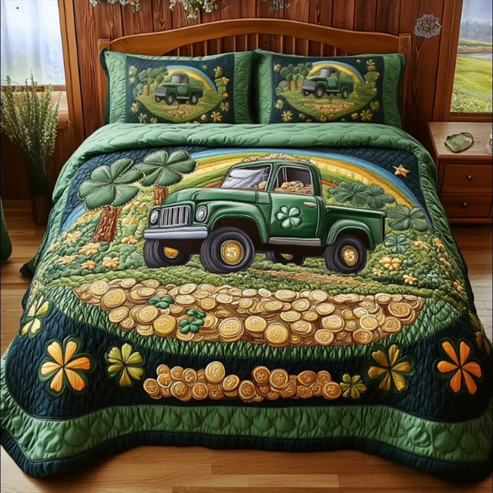 Truck Driver Money Saint Patrick's Day Quilt Bedding Set Idea Gift For Irish