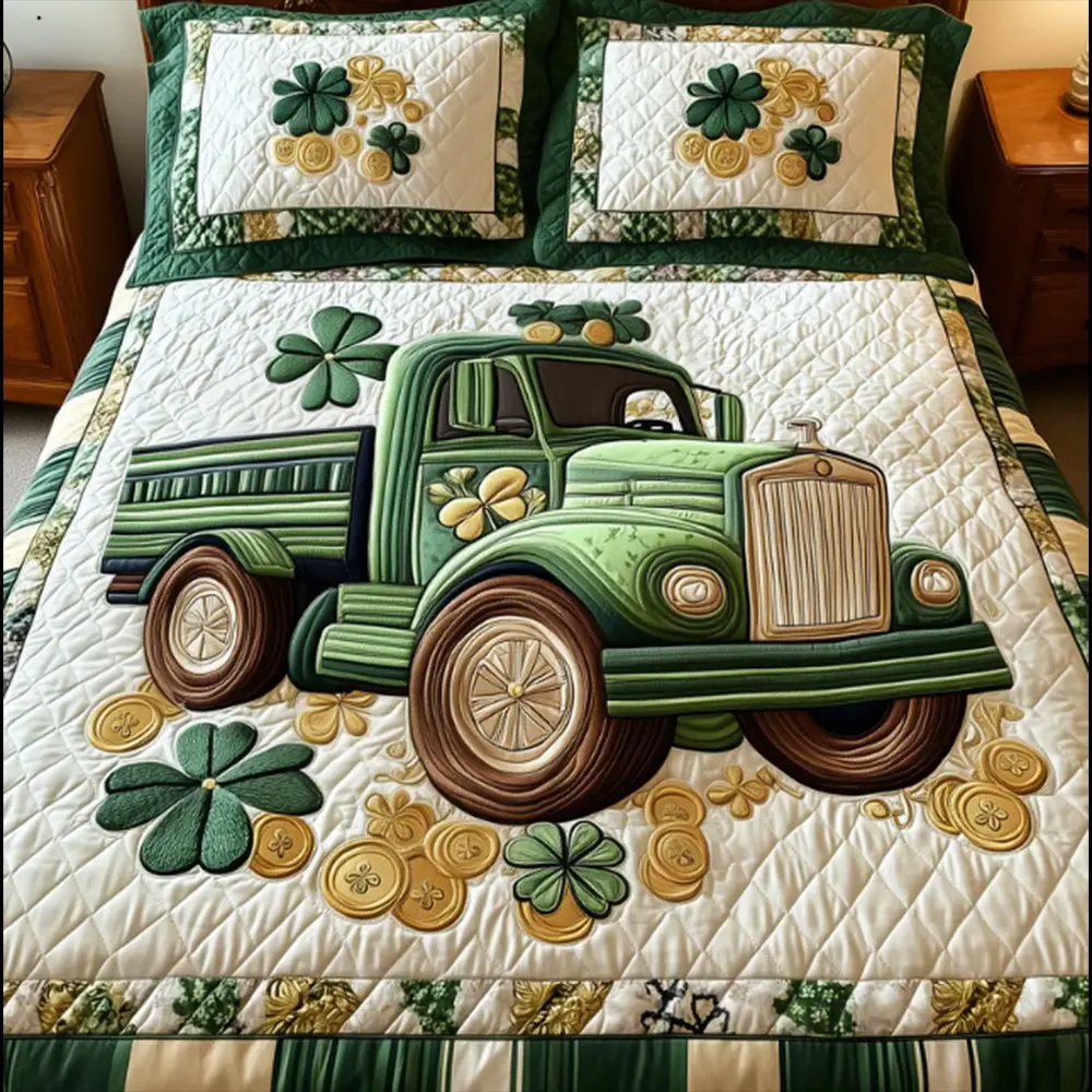Truck Loads Of Lucky St Patrick's Day Quilt Bedding Set Idea Gift For Irish
