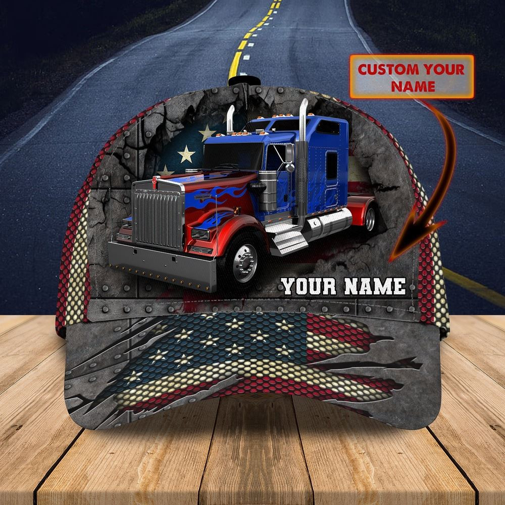 Trucker Blue Fire Customized Name 3D Cap Farm Cap Farmer Baseball Cap Gift For Farmer