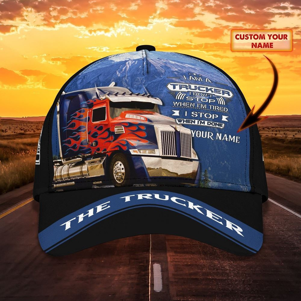 Trucker I Stop When I'm Done Customized Name 3D Cap Farm Cap Farmer Baseball Cap Gift For Farmer