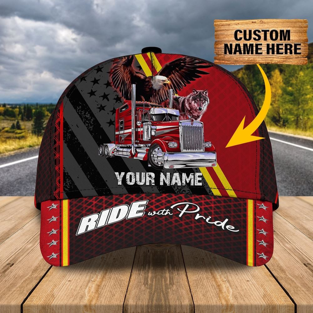 Trucker Ride With Pride Customized Name 3D Cap Farm Cap Farmer Baseball Cap Gift For Farmer