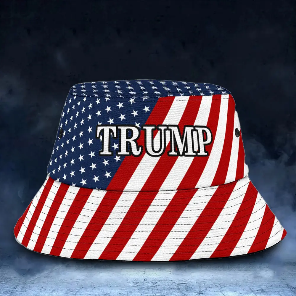 Trump 2024 American Flag Bucket Hat I Stand With Trump Hat Support For Donald Trump Merch Trump 2024 American Flag Bucket Hat I Stand With Trump Hat Support For Donald Trump Merch - Image 1