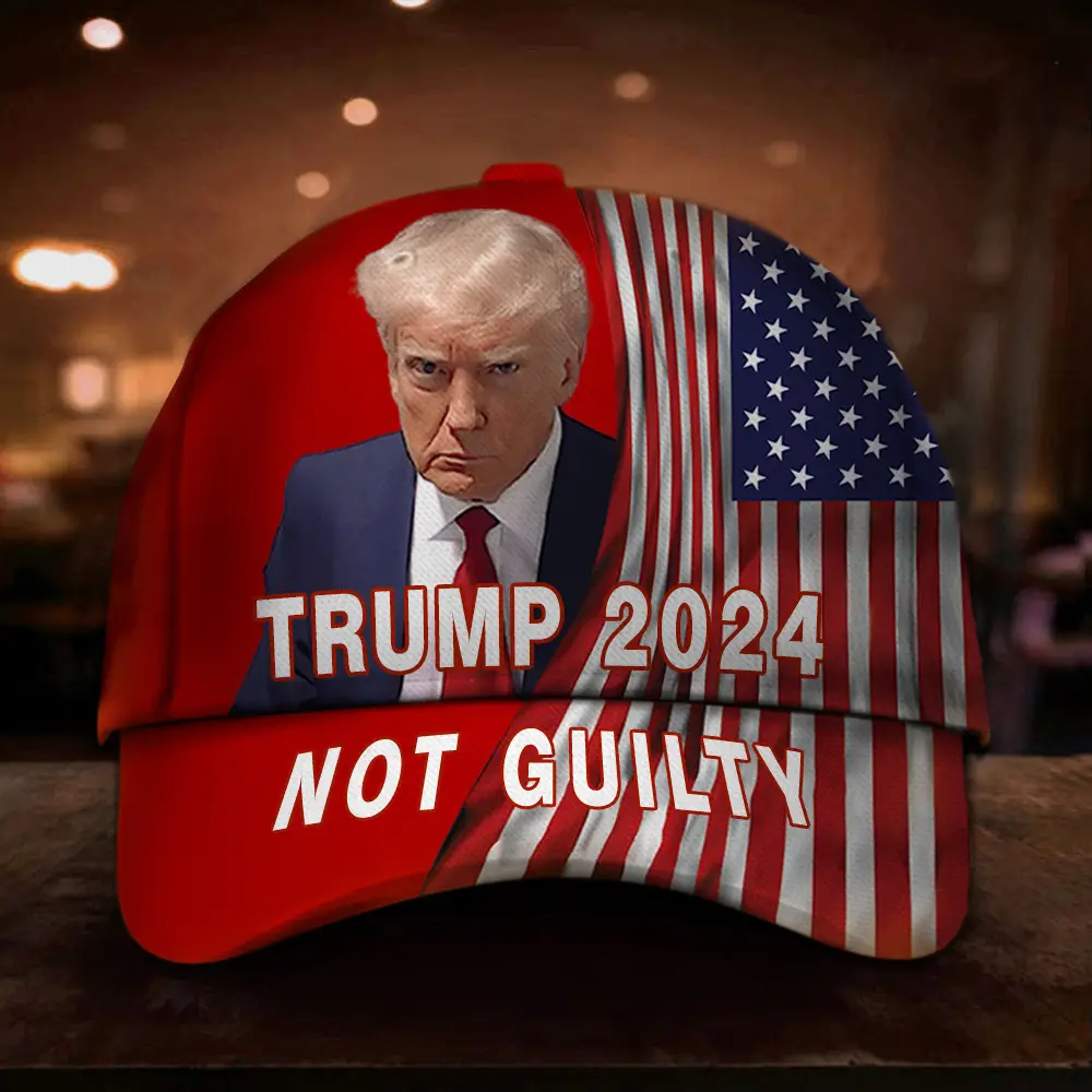 Trump 2024 Not Guilty Hat Red Donald Trump Mugshot Merch American Flag Hats For Republicans