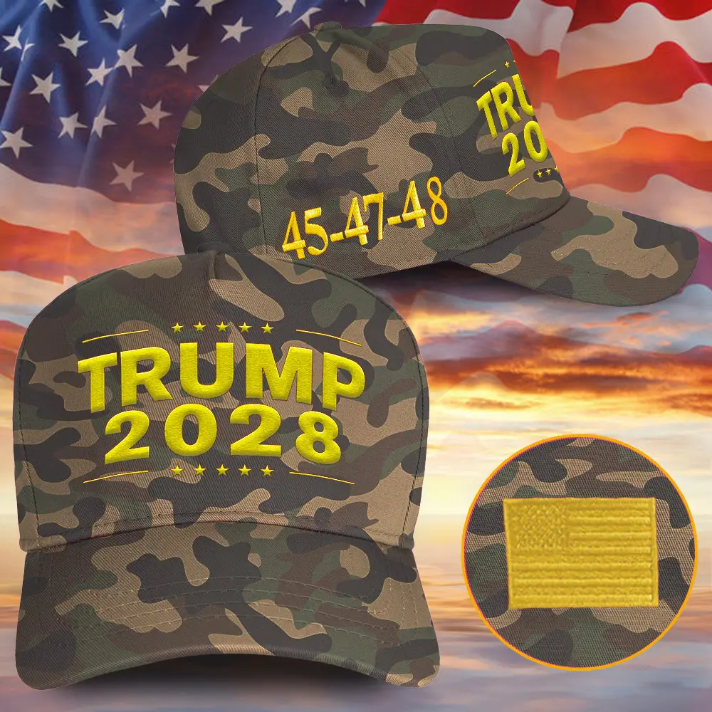 Trump 2028 Hat Embroidered Camo 45-47-48 2028 Trump Hat Trump Merch Store Dad Fathers Day Gifts