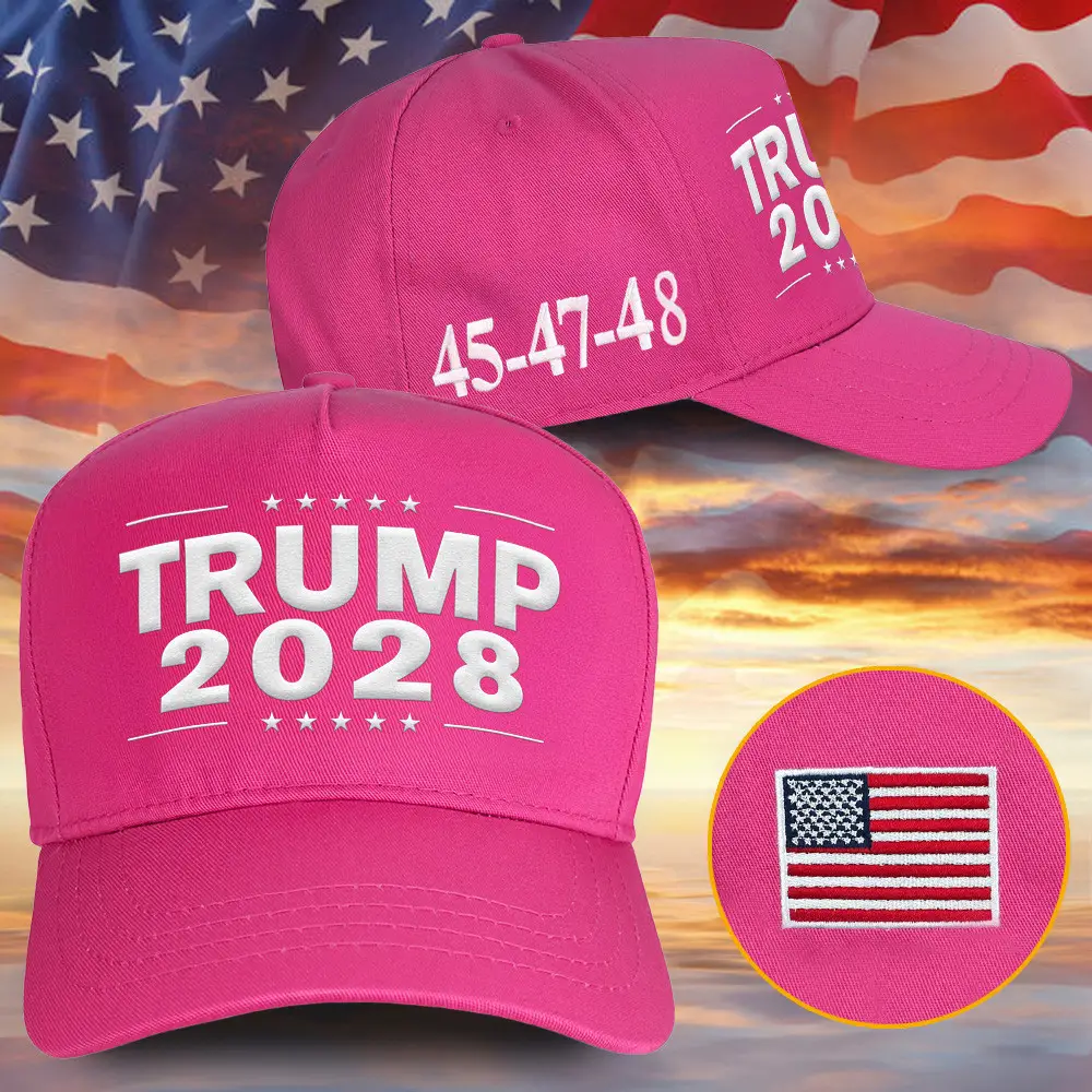 Trump 2028 Hat Embroidered Pink 45-47-48 2028 Trump Hat Trump Merch Store Fathers Day Gifts