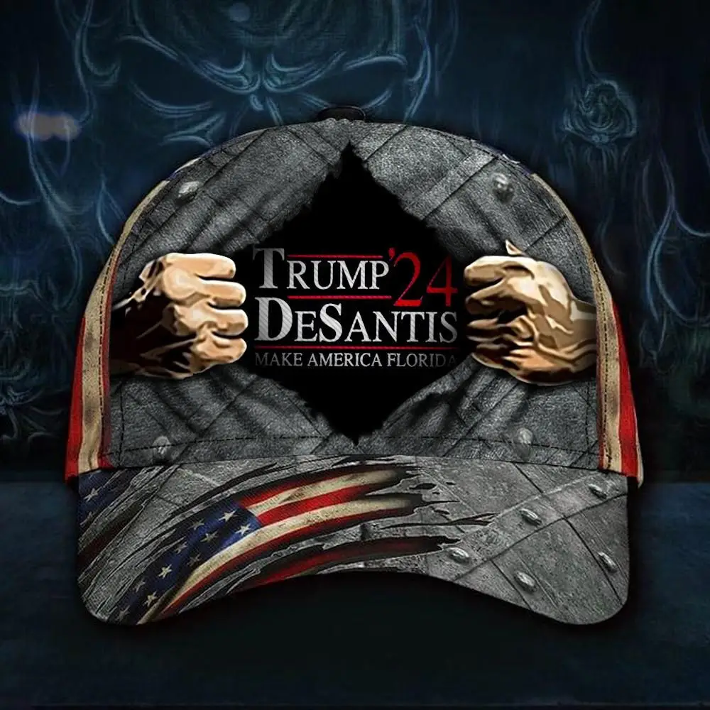 Trump DeSantis 2024 Hat Make America Florida American Flag Cap Trump DeSantis Campaign Merch Trump DeSantis 2024 Hat Make America Florida American Flag Cap Trump DeSantis Campaign Merch - Image 1