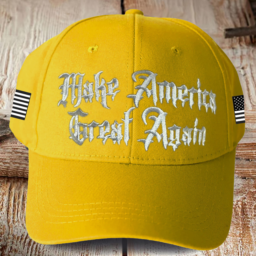 Trump Maga Hat Make America Great Again Embroidered Yellow Hat Trump Merch MAGA Cap