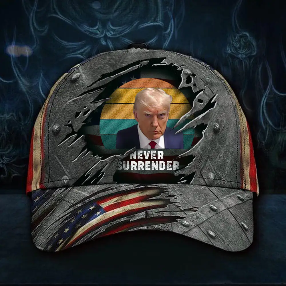 Trump Never Surrender Hat Donald Trump Mugshot Merch Gifts For Republicans