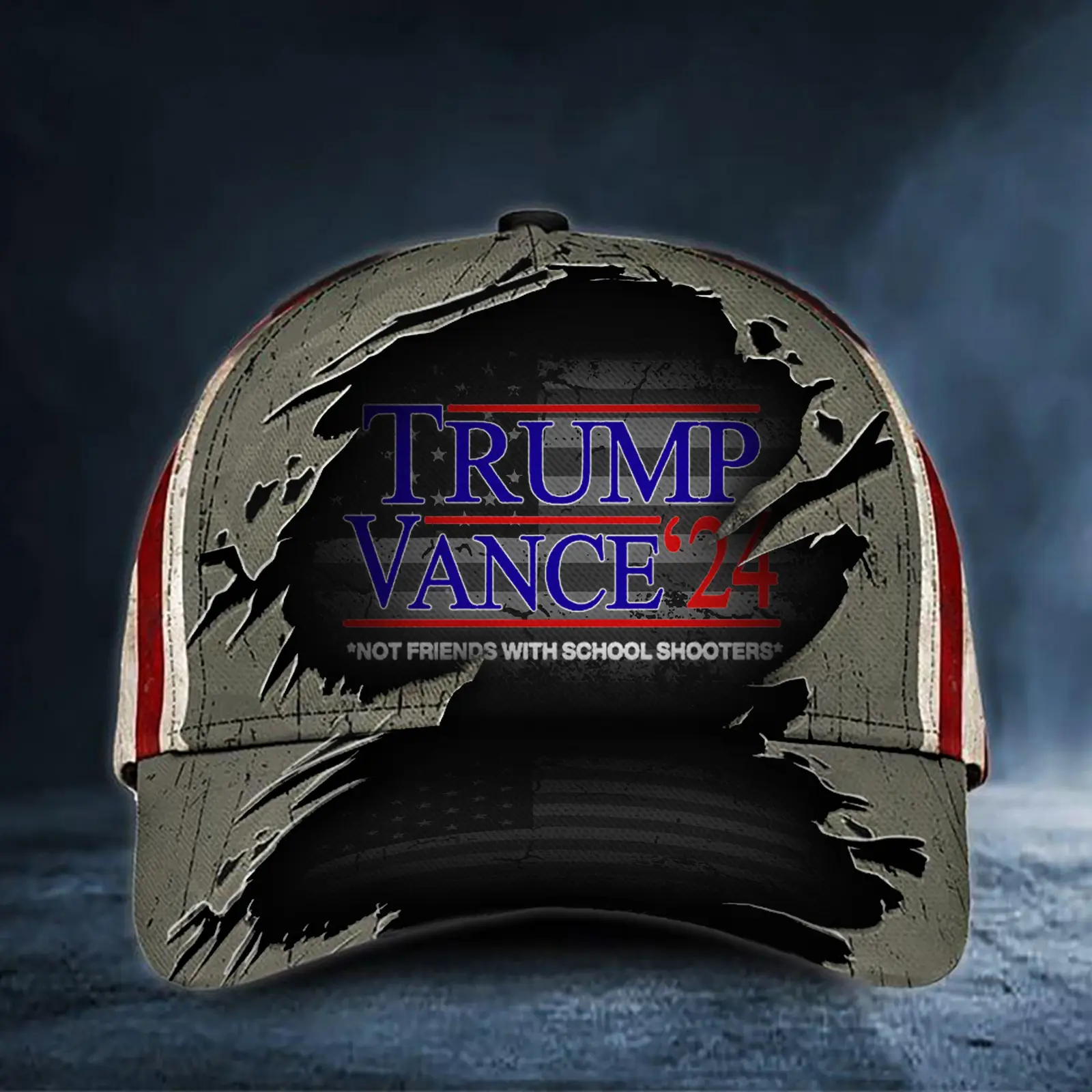Trump Vance 24 Not Friends With School Shooters Hat Trump Vance Campaign Merch Patriot Hat