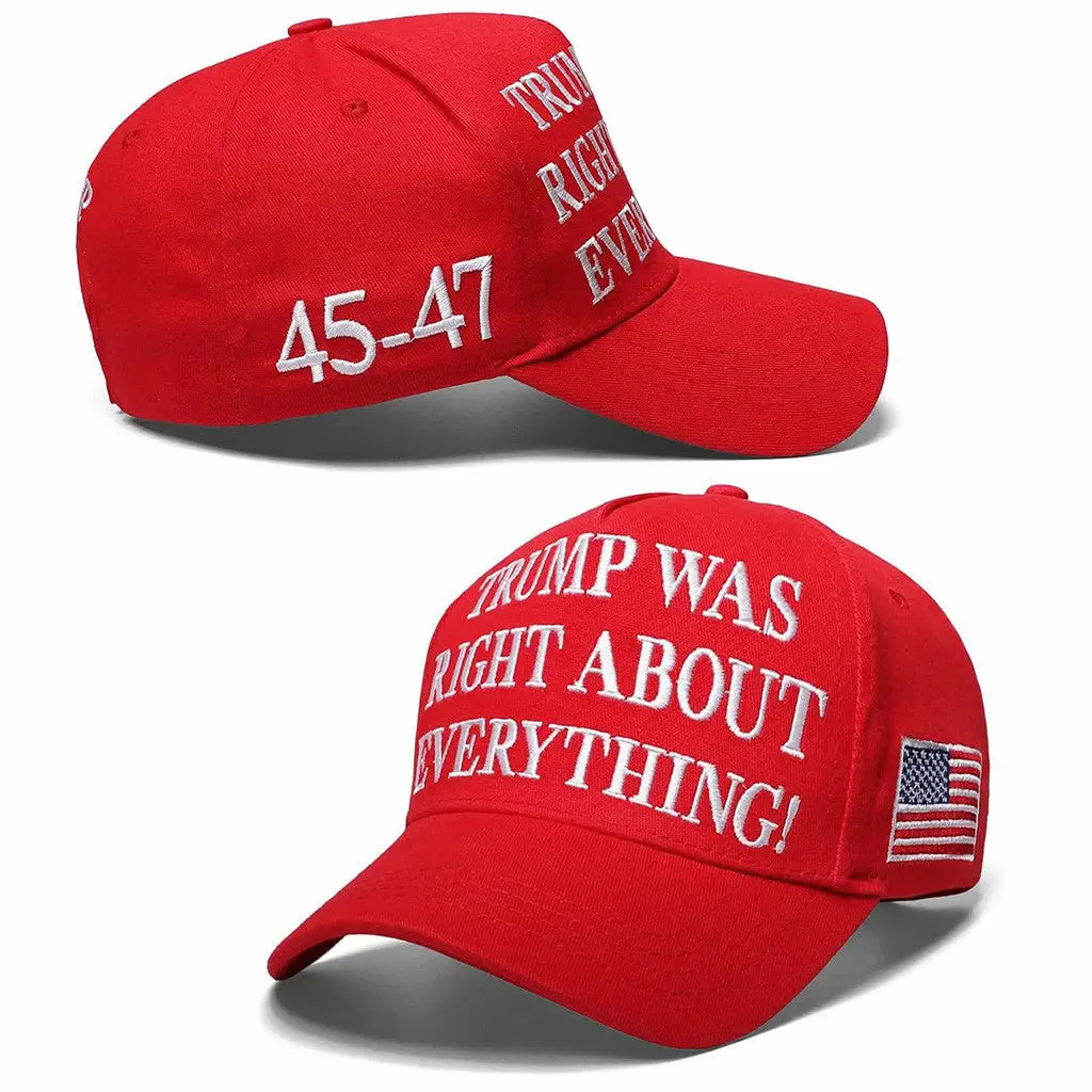Trump Was Right About Everything Hat Embroidered Trump 45 47 Hat MAGA Gifts -WearandDecor