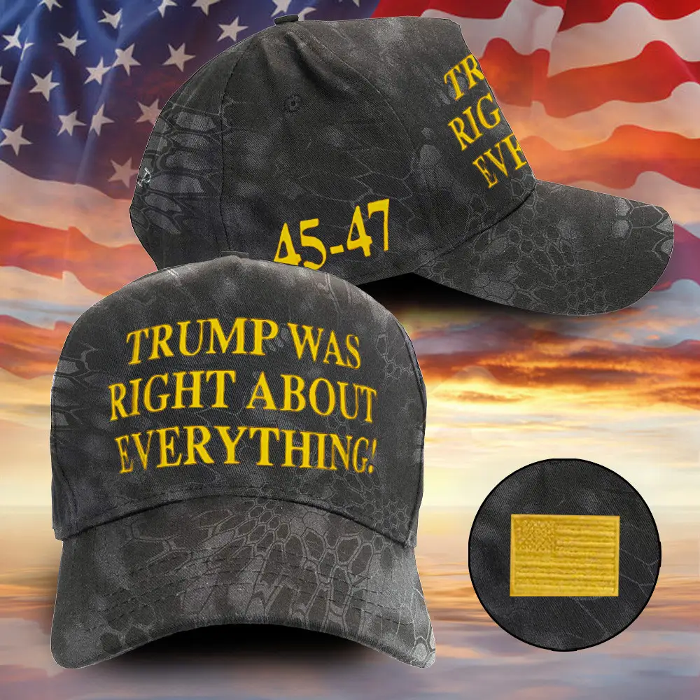 Trump Was Right Hat Embroidered Camo 45 47 Trump Merch Donald Trump Was Right About Everything Trump Was Right Hat Embroidered Camo 45 47 Trump Merch Donald Trump Was Right About Everything - Image 1