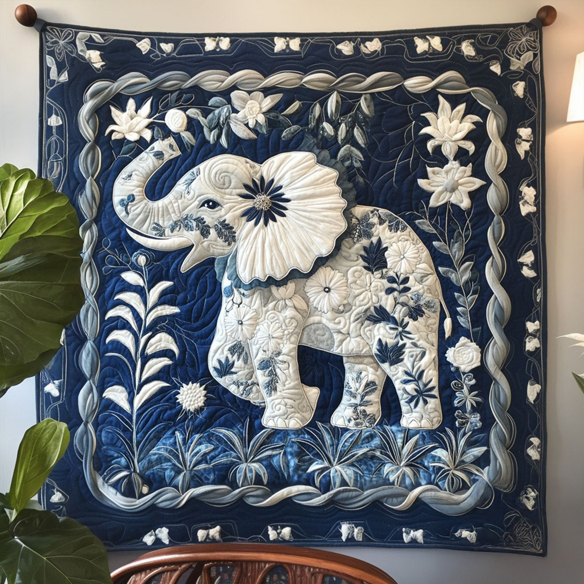 Trunked Glory Quilted Blanket Cute Throw Blanket Lotus Flower Themed Gifts