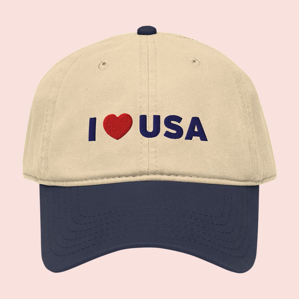 Tucker Carlson Merch I Heart USA Hat I Love USA Baseball Cap Patriotic Gifts For Dad