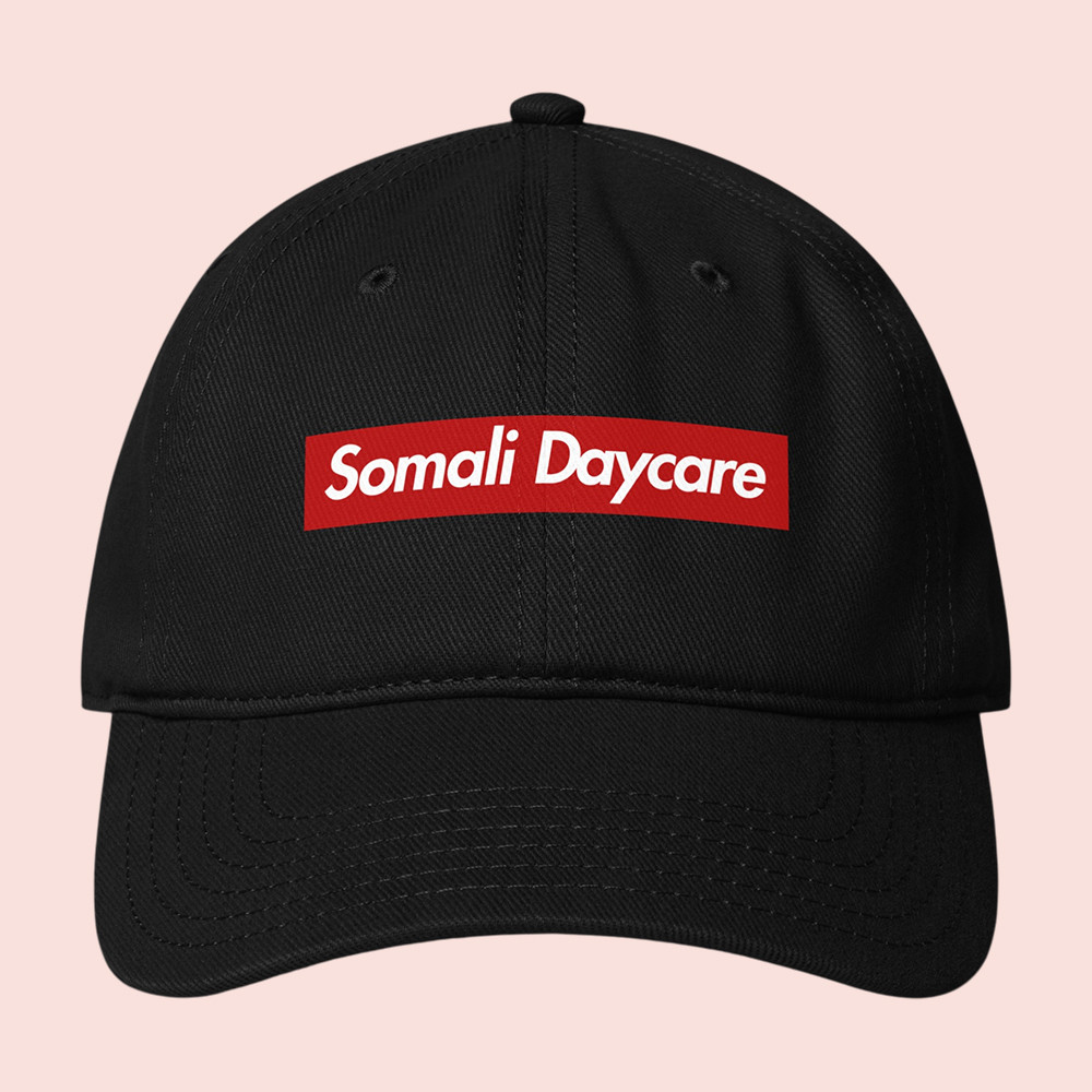 Tucker Carlson Merch Supreme Somali Daycare Hat Black Tucker Carlson Baseball Cap For Sale