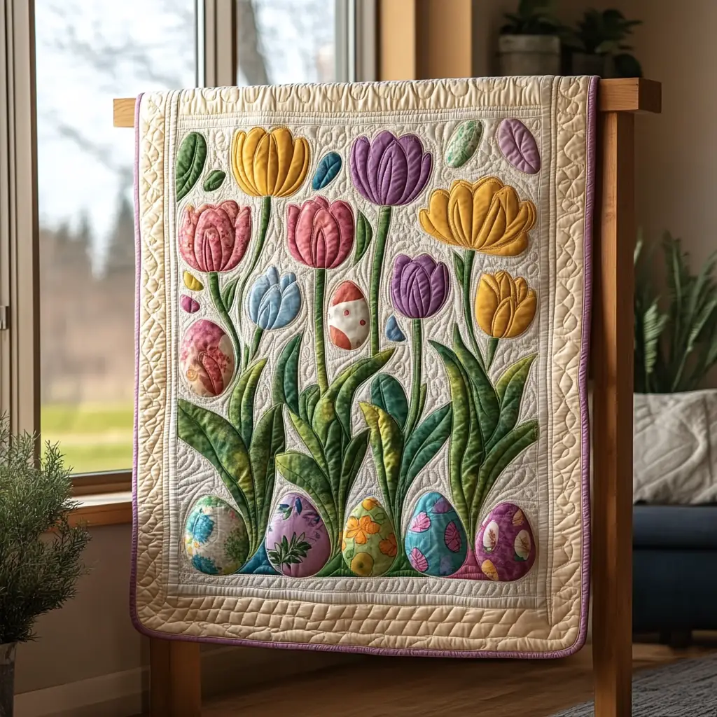 Tulip Trails Quilted Blanket Sofa Decorations Unique Tulip Themed Gifts For Her