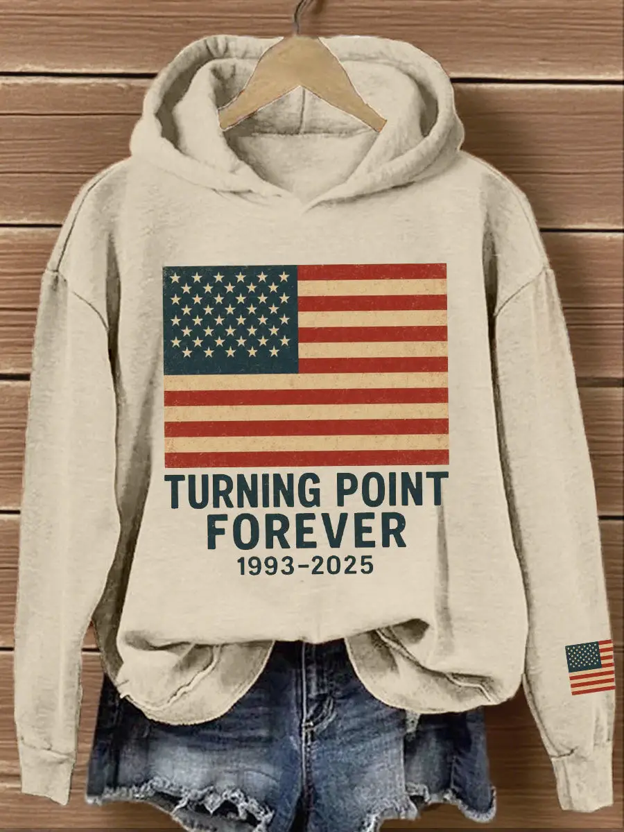 Turning Point Forever Print Vintage Hoodie Apricot The Charlie Kirk Show Merch Turning Point Forever Print Vintage Hoodie Apricot The Charlie Kirk Show Merch - Image 1