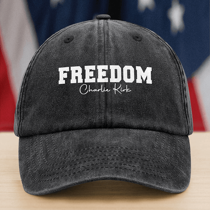 Turning Point Merch Freedom Charlie Kirk Washed Denim Baseball Cap