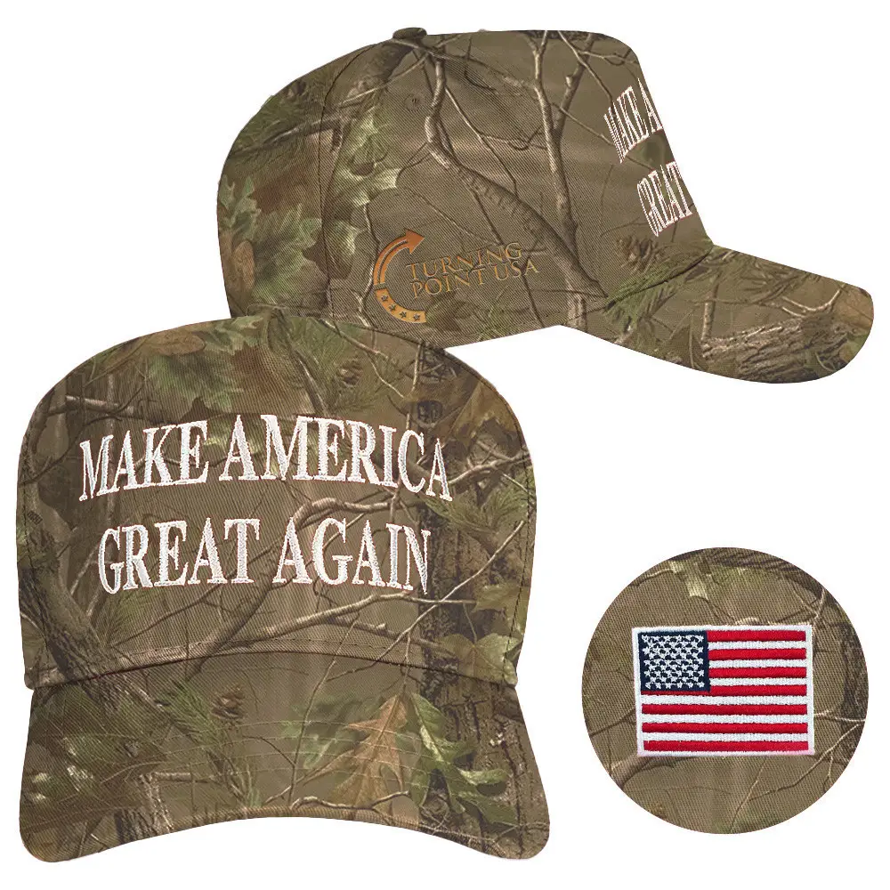 Turning Point USA Hat Charlie Kirk Hat Embroidered MAGA Camo Hat Trump 45 47 Merch