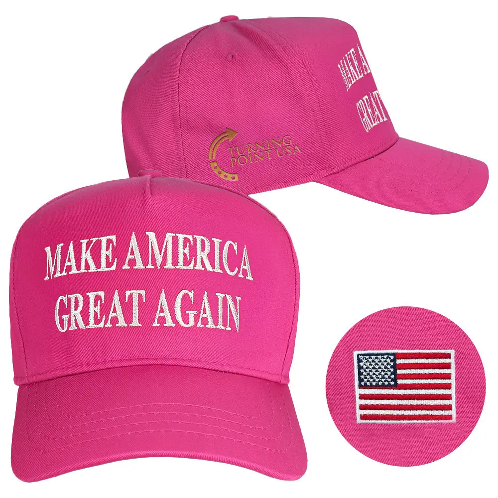 Turning Point USA Hat Charlie Kirk Hat Embroidered Make America Great Again Pink MAGA Hat