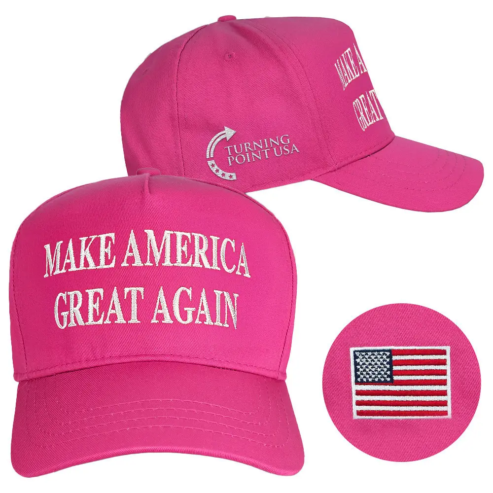 Turning Point USA Hat Charlie Kirk Hat Make America Great Again Pink MAGA Hat Embroidered