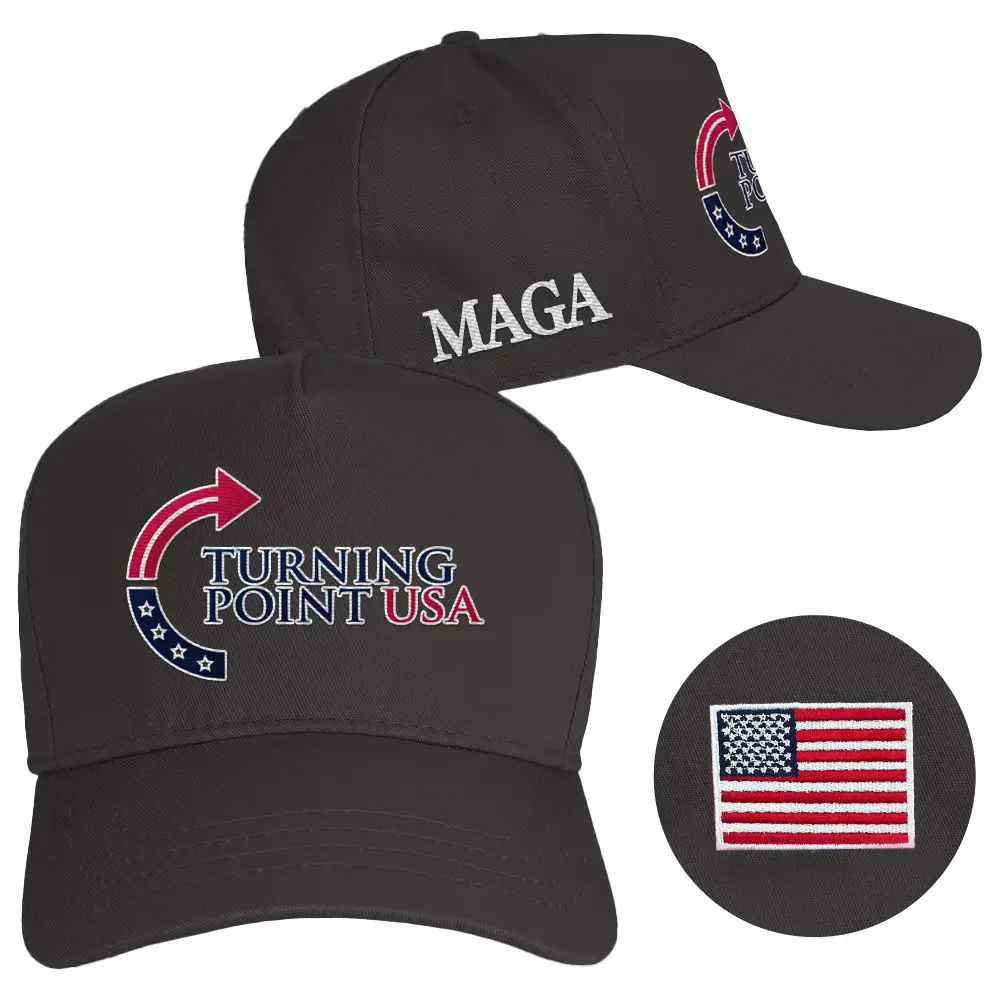 Turning Point USA Hat Embroidered Charlie Kirk Hat Make America Great Again Hat Black Gift