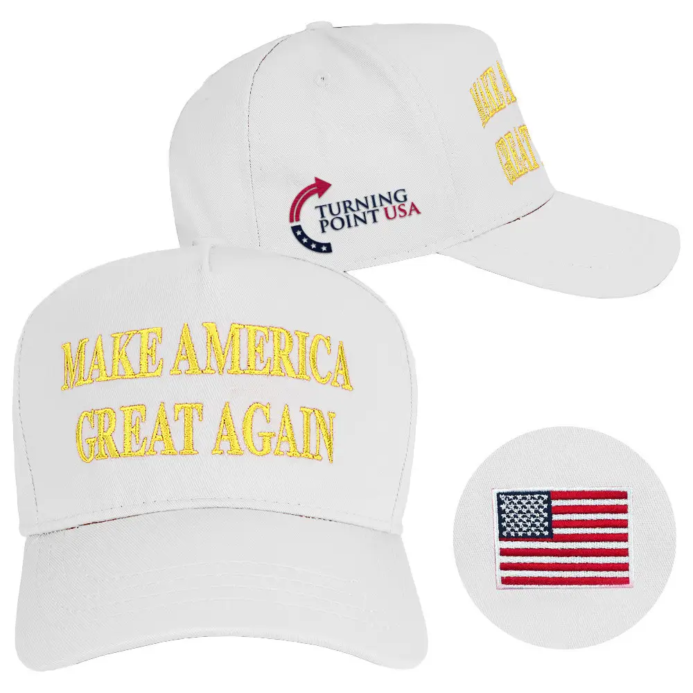 Turning Point USA Hat Embroidered Charlie Kirk Hat Make America Great Again Hat White MAGA Merch