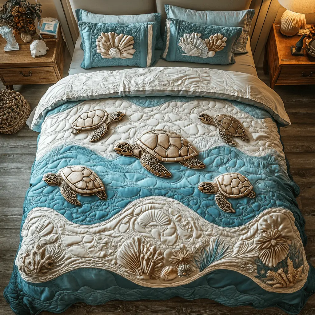 Turtle Dreams Quilted Bedding Set Home Comfort Bedding Set That Everyone Will Love