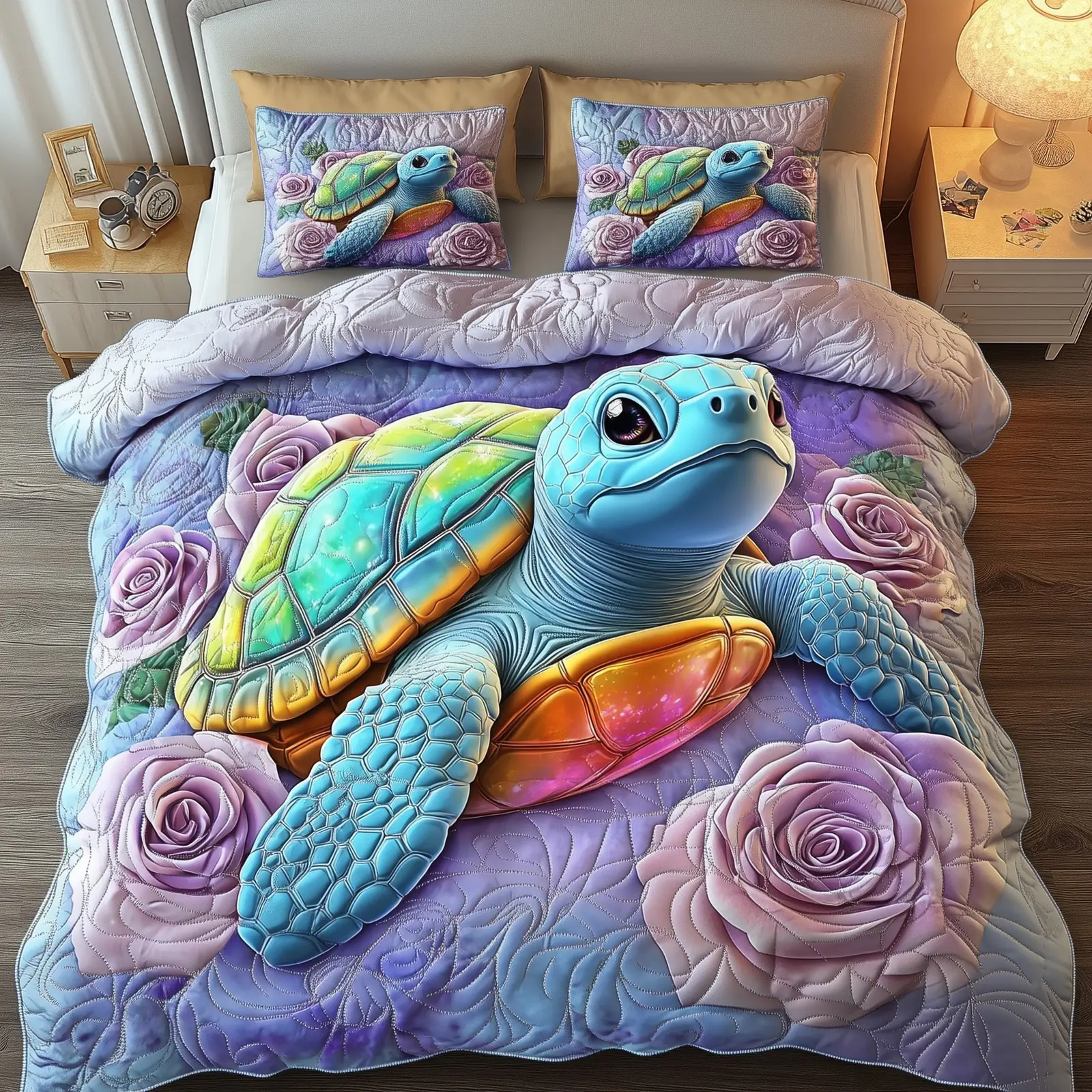 Turtle Quilted Bedding Set Duvet Cover Bedspread Sea Theme Gitfs For Ocean Lovers Turtle Quilted Bedding Set Duvet Cover Bedspread Sea Theme Gitfs For Ocean Lovers - Image 1