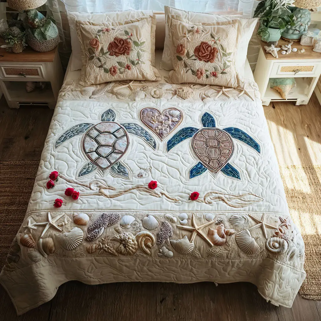 Turtle Quilted Bedding Set Untamed Together Duvet Cover Best Family Valentine Day Gifts