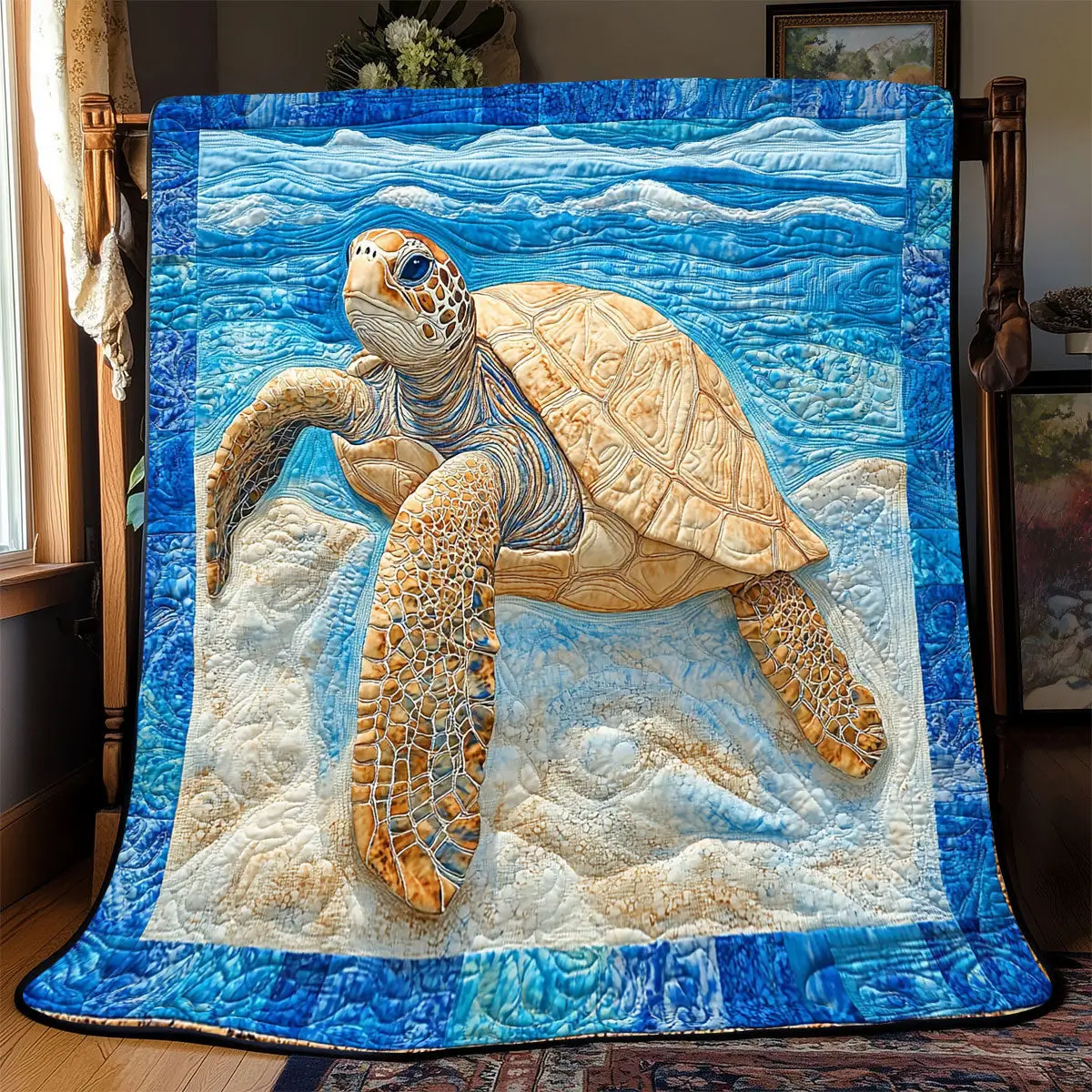 Turtle Sea Quilt Best Throw Blanket Good Gifts For Dads 50Th Birthday Turtle Sea Quilt Best Throw Blanket Good Gifts For Dads 50Th Birthday - Image 1