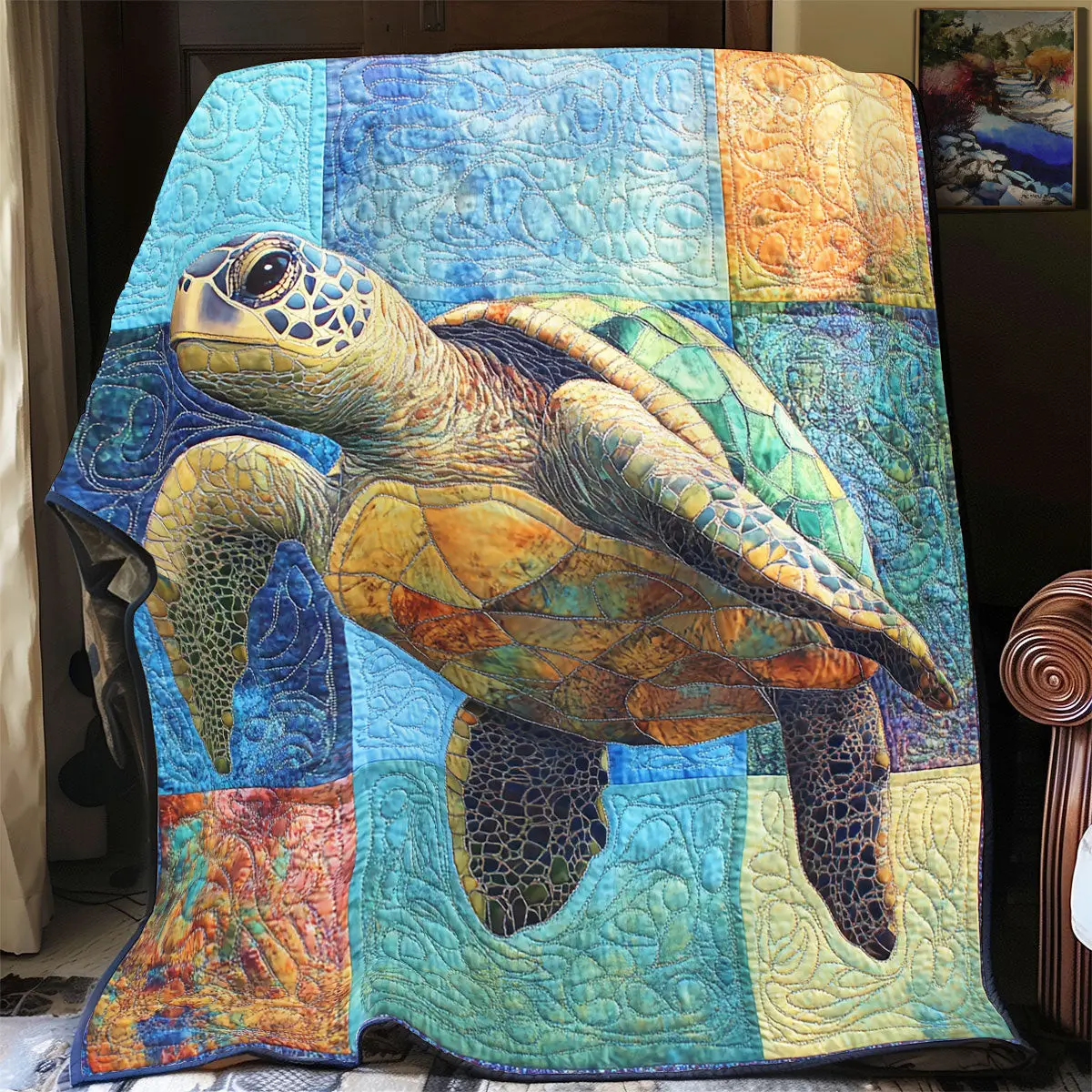 Turtle Sea Quilt Throw Blanket Joy Gifts For Turtle Lovers