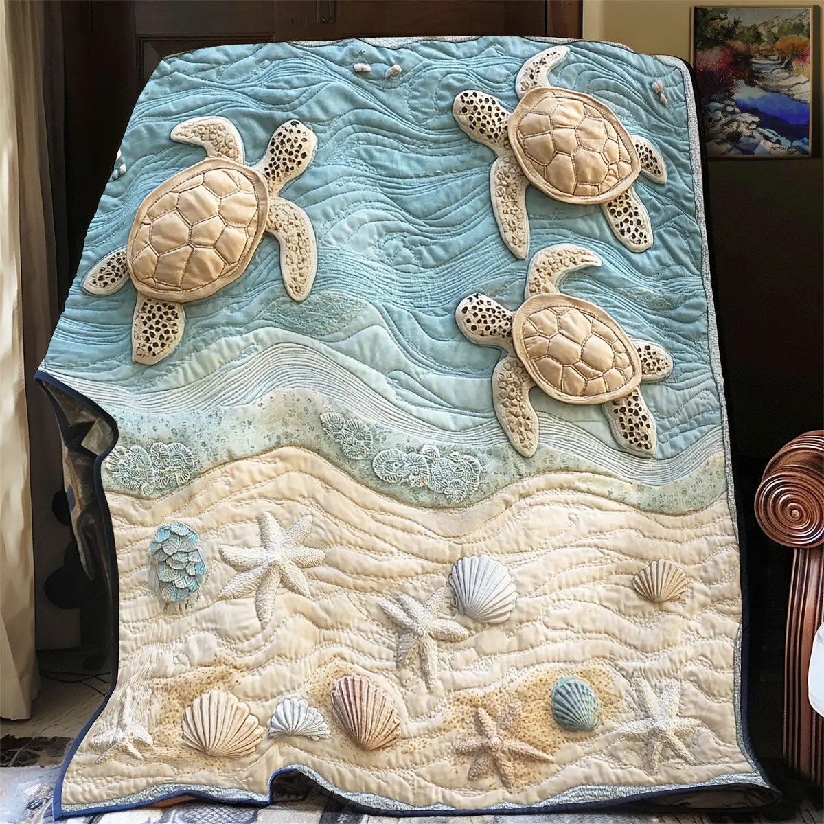 Turtle Sea Quilted Throw Blankets Mother's Day Gifts For Daughter