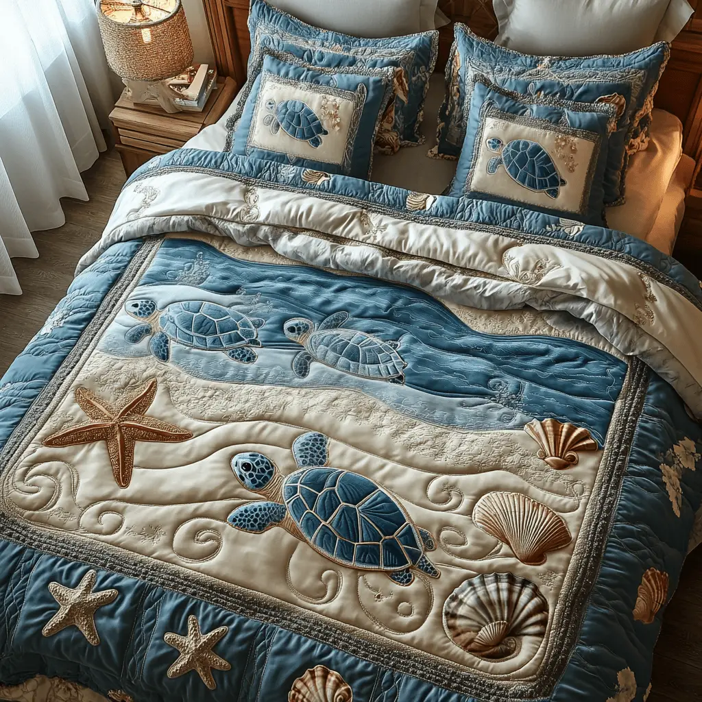 Turtle Shore Quilted Bedding Set Meaningful Home Gift for Special Occasions