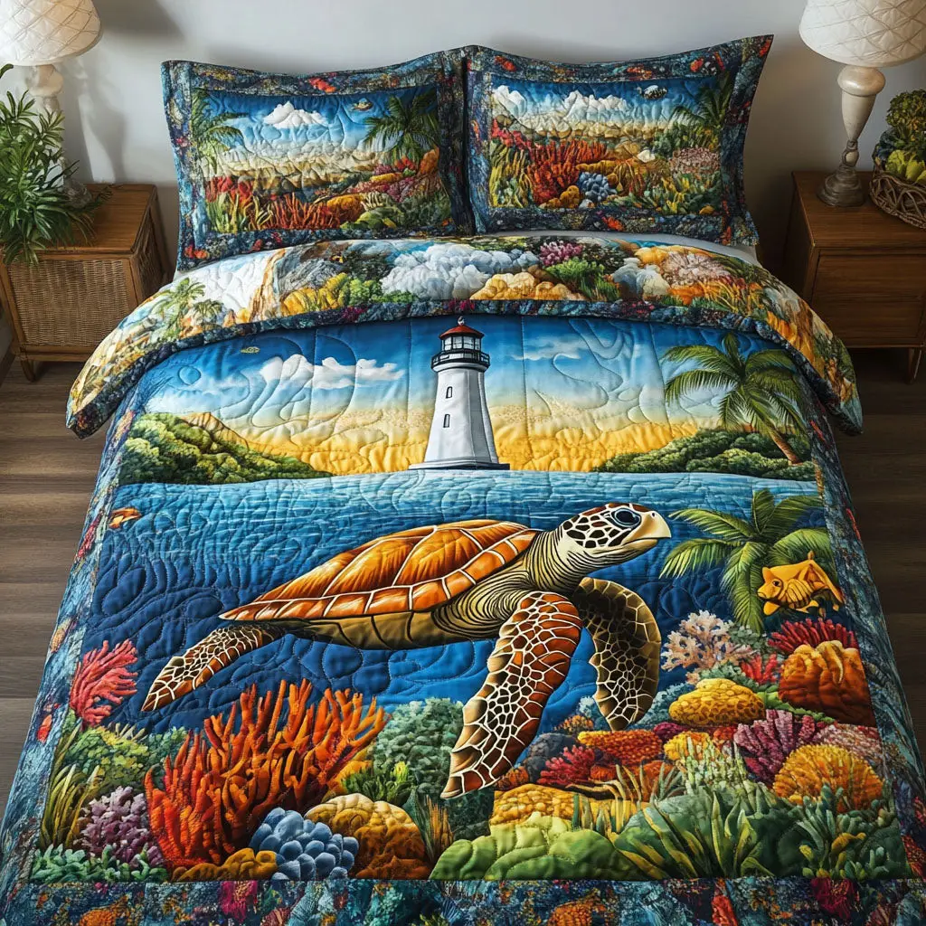 Turtle Tranquility Quilted Bedding Set Bedroom Decor Sea Turtle Christmas Gifts Turtle Tranquility Quilted Bedding Set Bedroom Decor Sea Turtle Christmas Gifts - Image 1