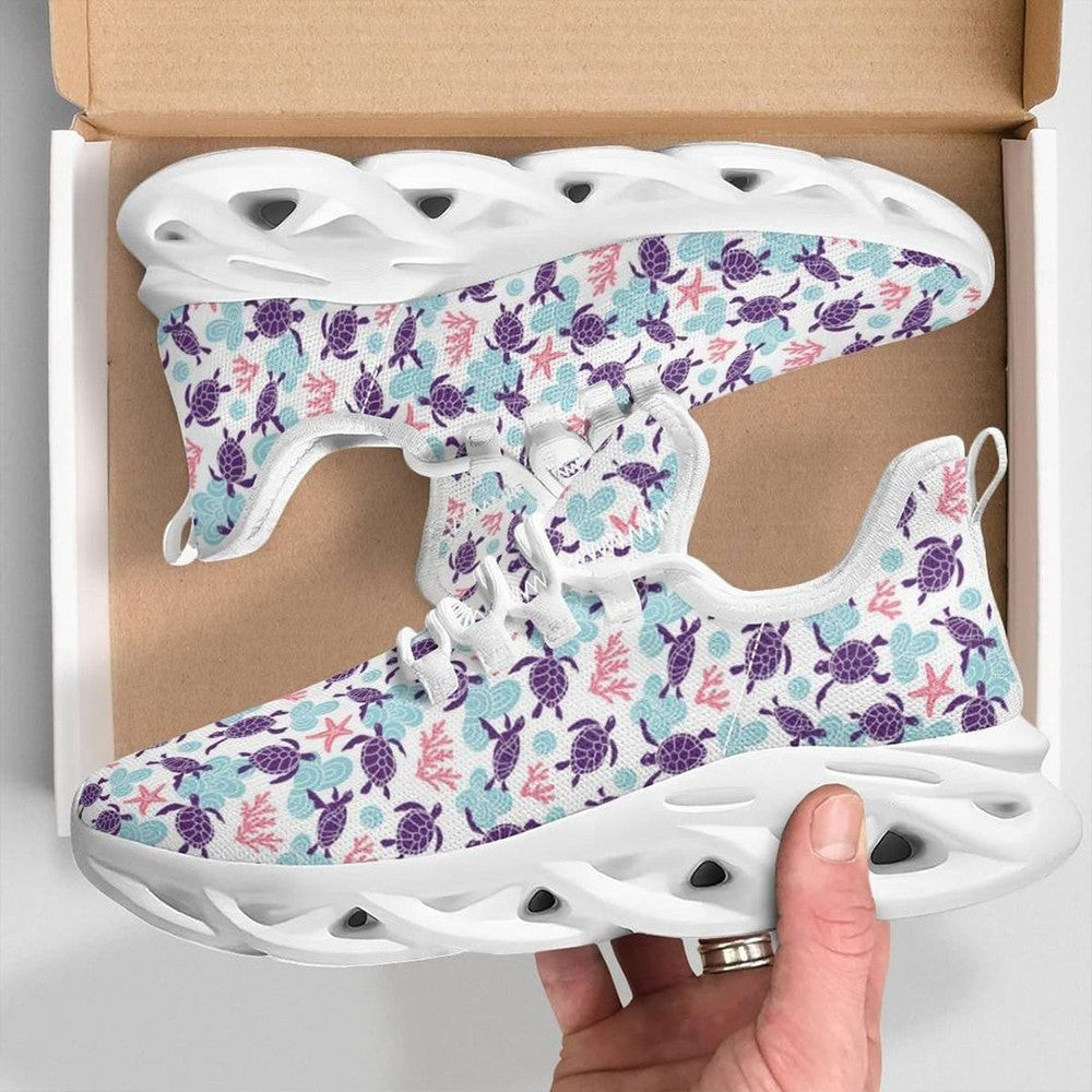 Turtles On Beach Ocean Sneakers Turtle Lovers Shoes Gifts For Men Women -WearandDecor