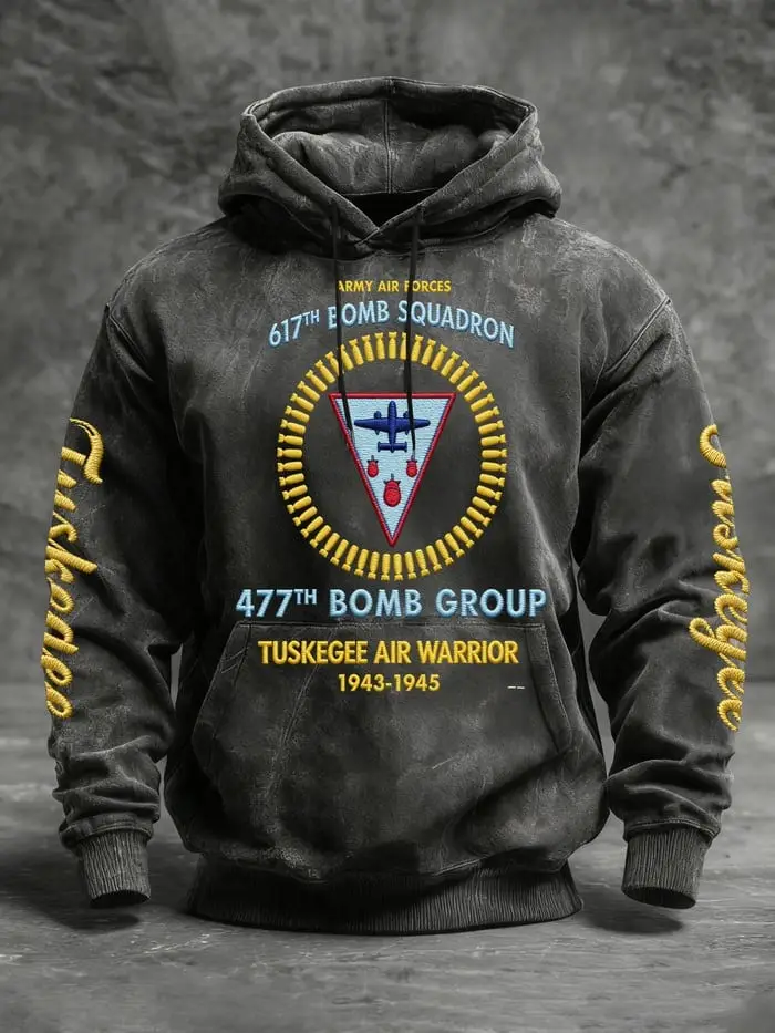 Tuskegee Air Warrior 617th Bomb Squadron 477th Bomb Group Hoodie Aviation Pullover Gift For Dad