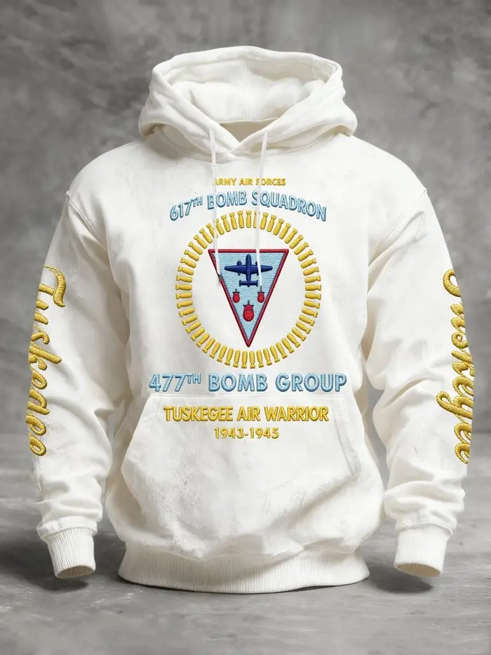 Tuskegee Air Warrior 617th Bomb Squadron 477th Bomb Group Hoodie Aviation Pullover Gift For Dad