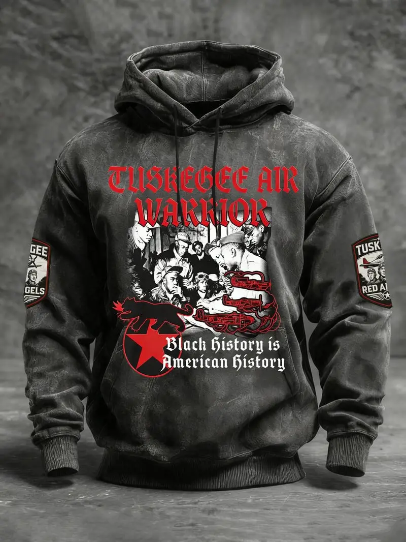 Tuskegee Air Warrior Hoodie Black History is American History Red Angels Merch Gift For Veteran