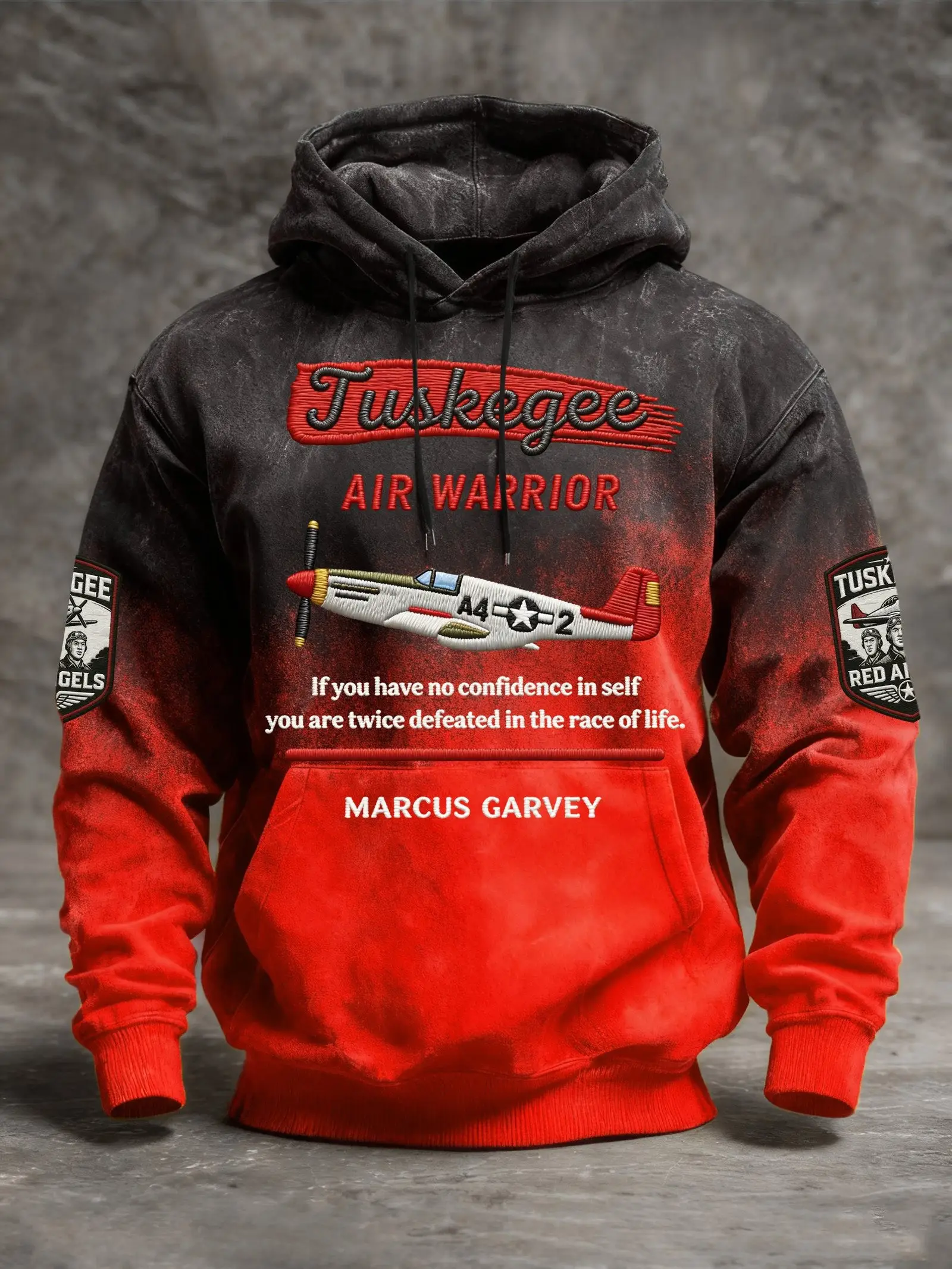 Tuskegee Air Warrior P51 Mustang Hoodie Marcus Garvey Quote Aviation Pullover Gift For Dad
