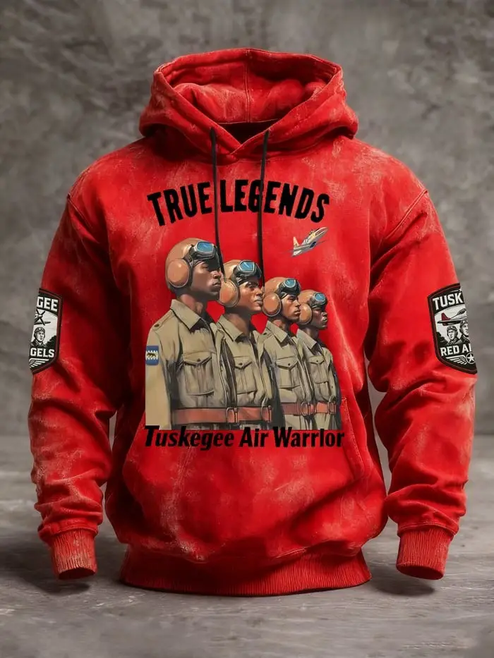 Tuskegee Air Warrior True Legends Hoodie Red Angels Aviation Pullover Gift For Veterans Tuskegee Air Warrior True Legends Hoodie Red Angels Aviation Pullover Gift For Veterans - Image 1