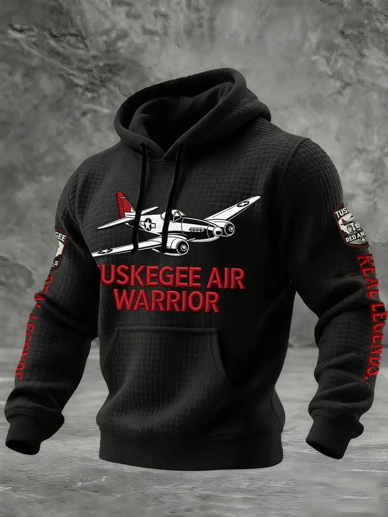 Tuskegee Air Warrior Waffle Hoodie Real Legends Aviation Pullover Gift For Veterans