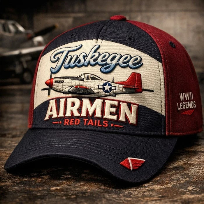 Tuskegee Airmen Baseball Cap Red Tails WWII Legends Hat Gift Ideas For Him