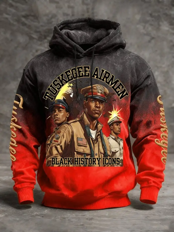 Tuskegee Airmen Black History Icons Hoodie Red Tails Aviation Pullover Gift For Him