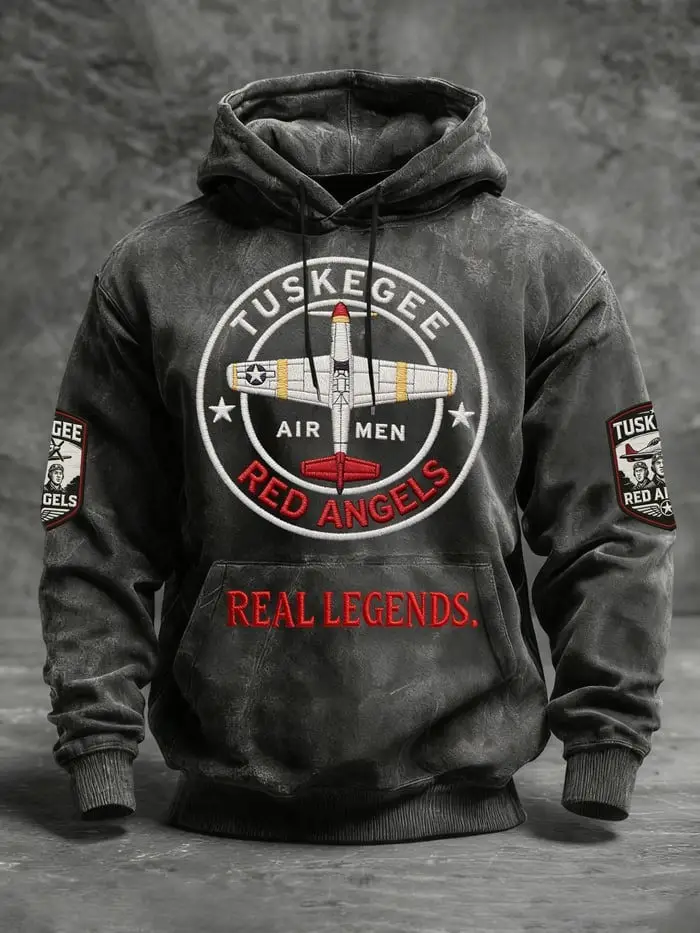 Tuskegee Airmen Red Angels Hoodie Real Legends Aviation Pullover Gift For Dad