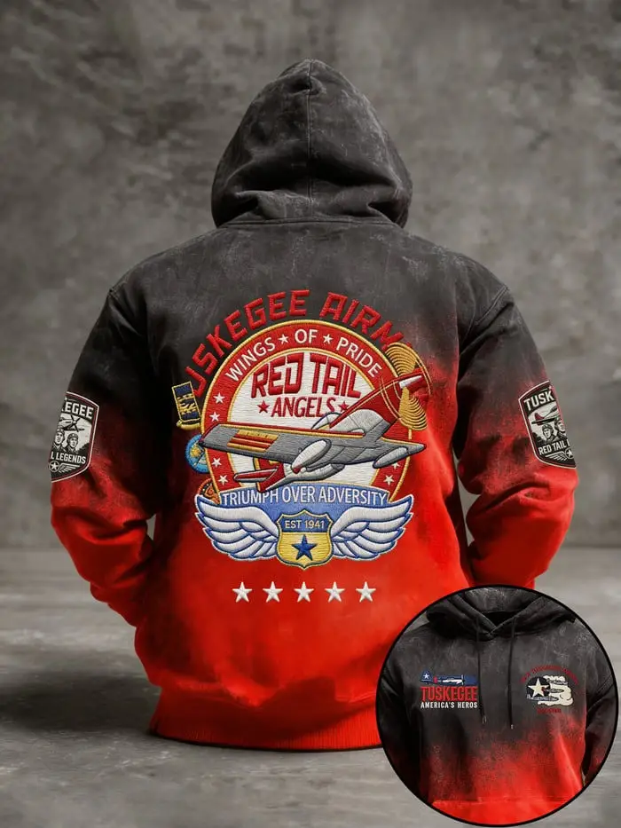 Tuskegee Airmen Red Tails Angels Wings Of Pride Hoodie Aviation Pullover Gift For Him