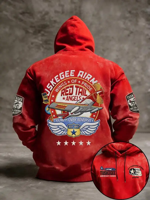 Tuskegee Airmen Red Tails Angels Wings Of Pride Hoodie Aviation Pullover Gift For Men