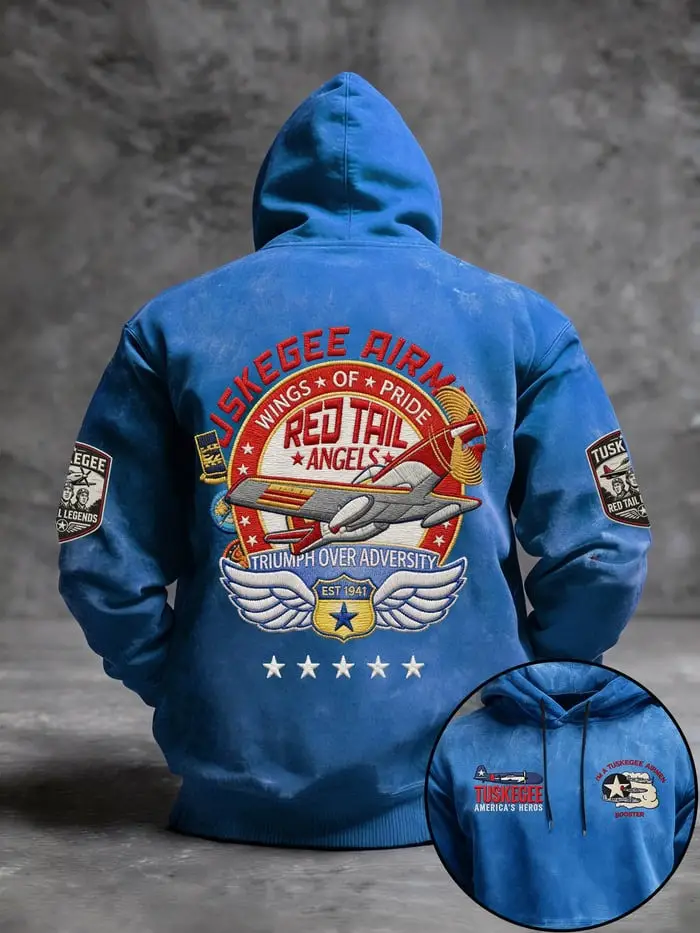 Tuskegee Airmen Red Tails Angels Wings Of Pride Hoodie Aviation Pullover Gift For Men