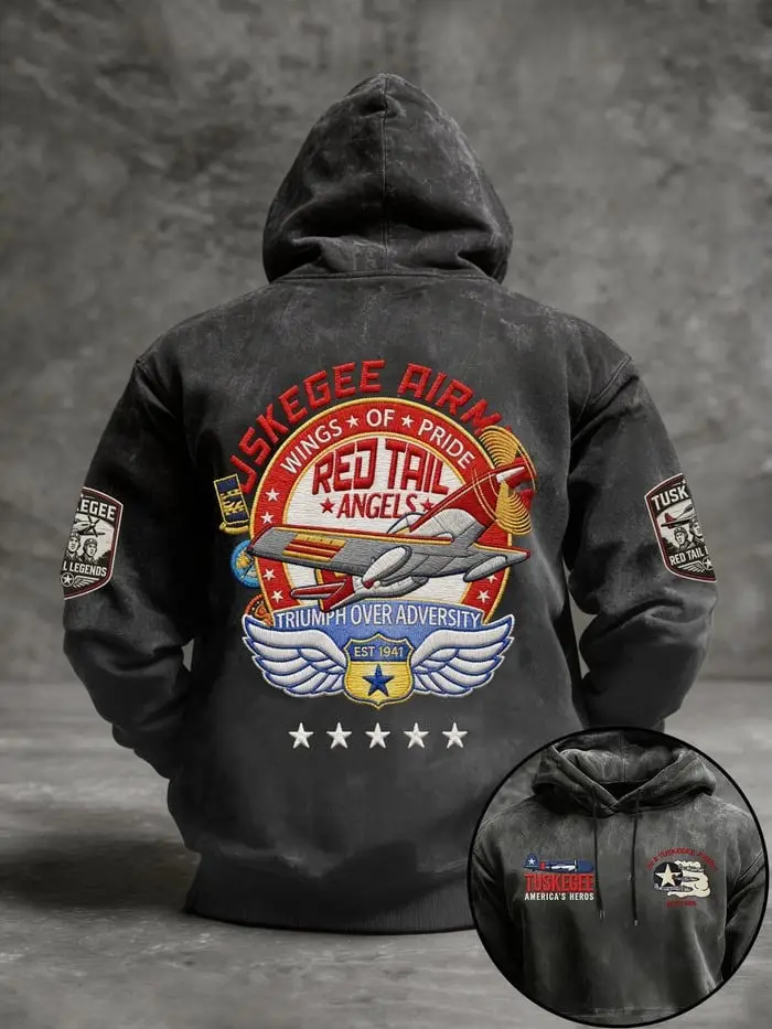 Tuskegee Airmen Red Tails Angels Wings Of Pride Hoodie Aviation Pullover Gift For Men
