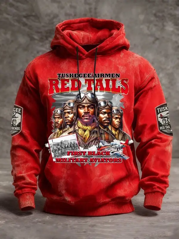 Tuskegee Airmen Red Tails First Black Military Aviators Hoodie Aviation Pullover Gift For Dad